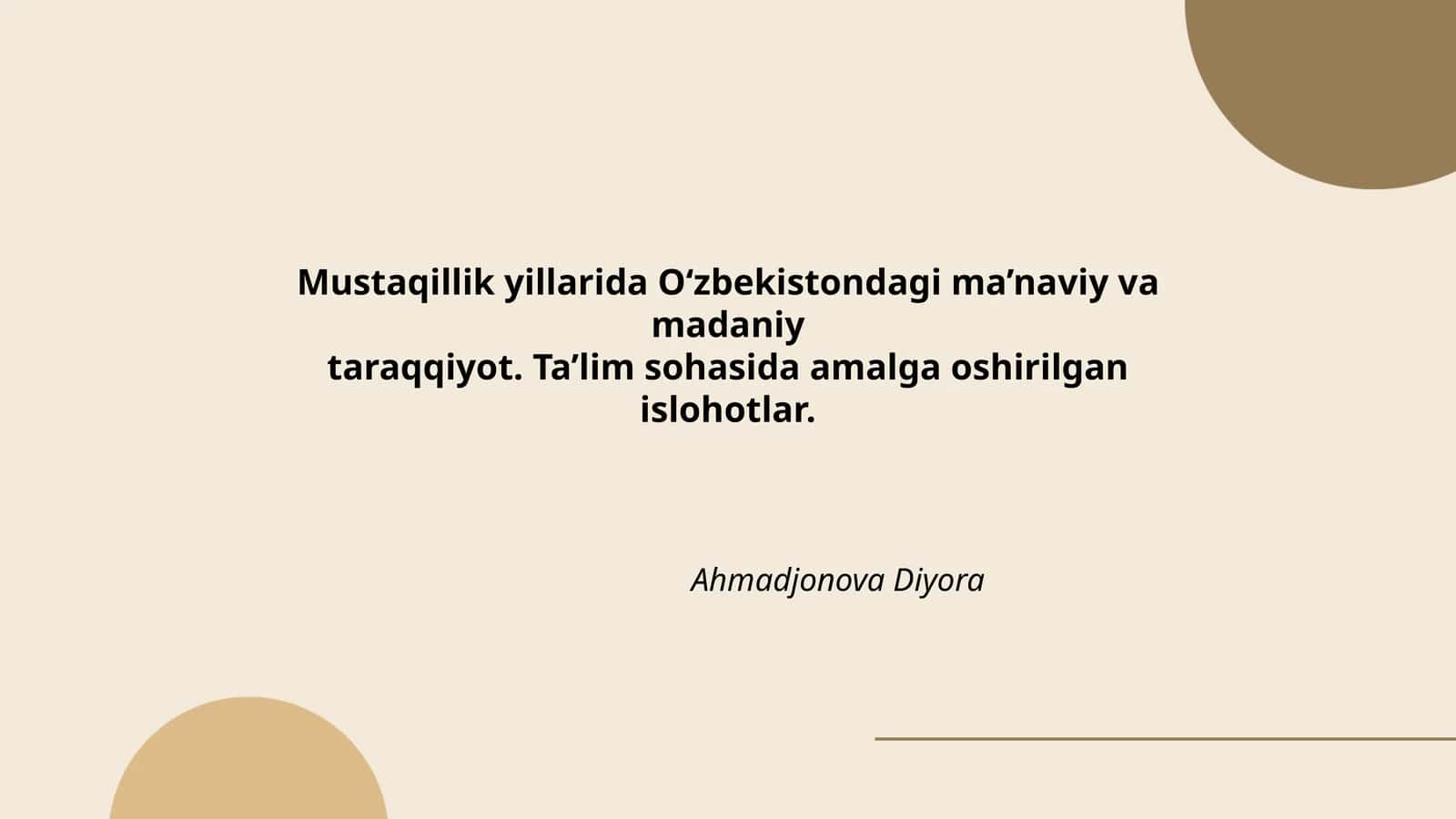 Ma'naviy va madaniy Taraqqiyot
