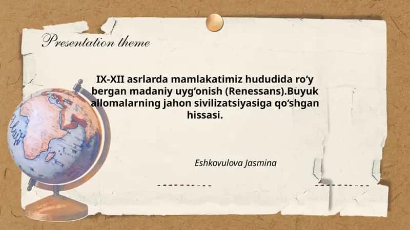 IX-XII asrlarda mamlakatimiz hududida ro‘y bergan madaniy uyg‘onish (Renessans)