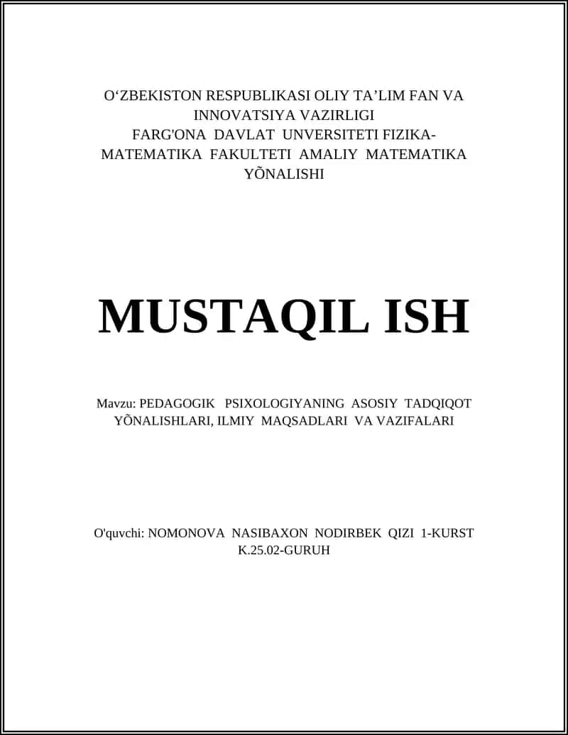 Pedagogik psixologiyani o'rganish