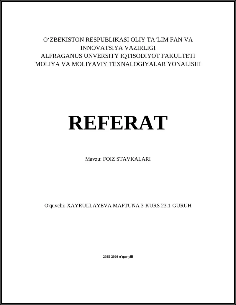 FOIZ STAVKALARI