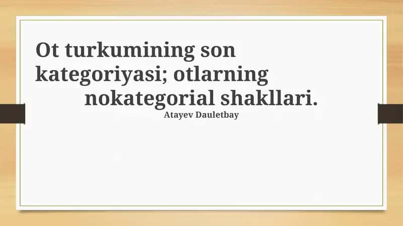 Ot turkumining son kategoriyasi