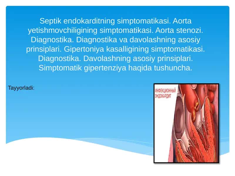 Septik endokarditning siptomatologiyasi