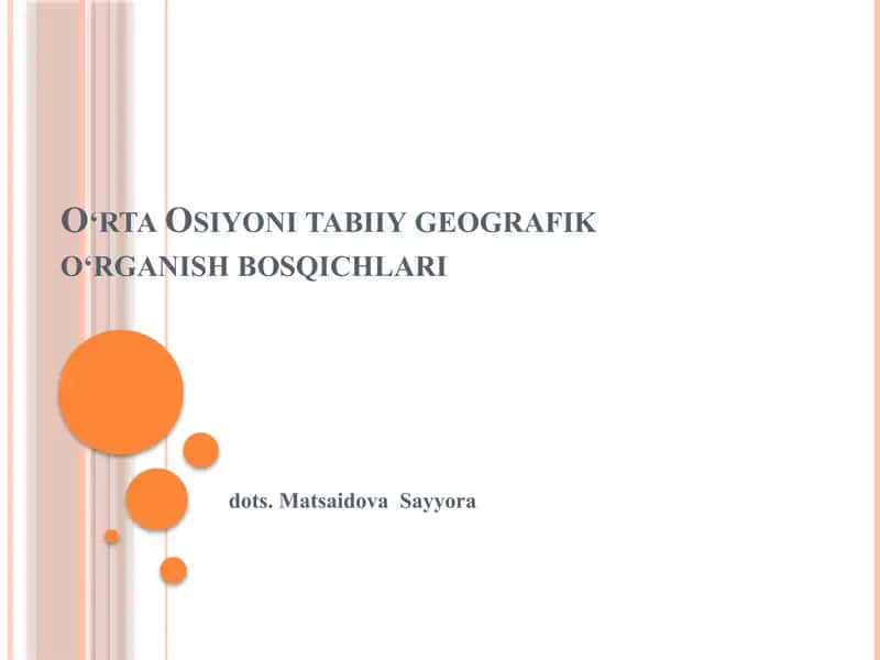 O‘rta Osiyoni tabiiy geografik o‘rganish bosqichlari