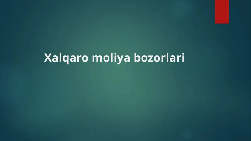 Xalqaro moliya bozorlari