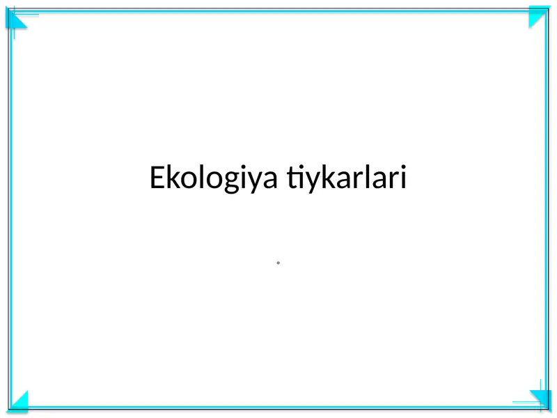 Ekologiya tiykarlari