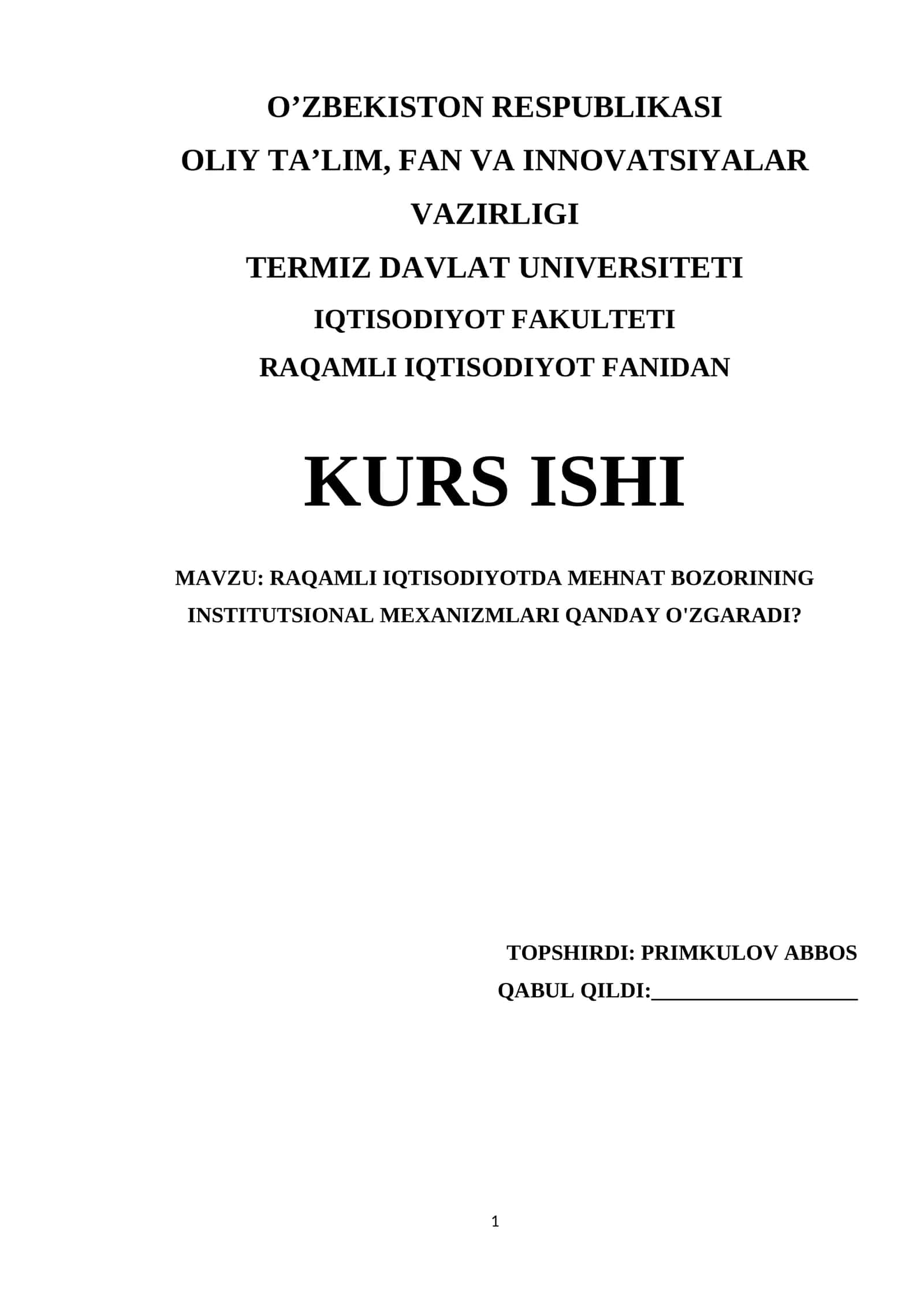 RAQAMLI IQTISODIYOTDA MEHNAT BOZORINING INSTITUTSIONAL MEXANIZMLARI QANDAY O'ZGARADI?