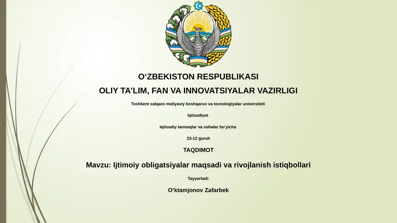 Ijtimoiy obligatsiyalar maqsadi va rivojlanish istiqbollari