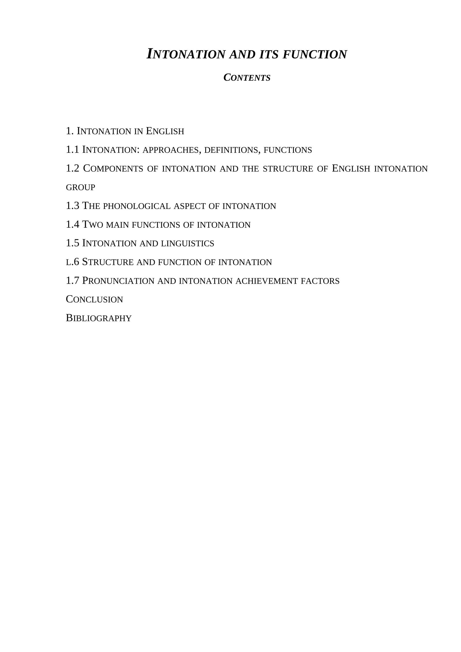 Intonation and its function