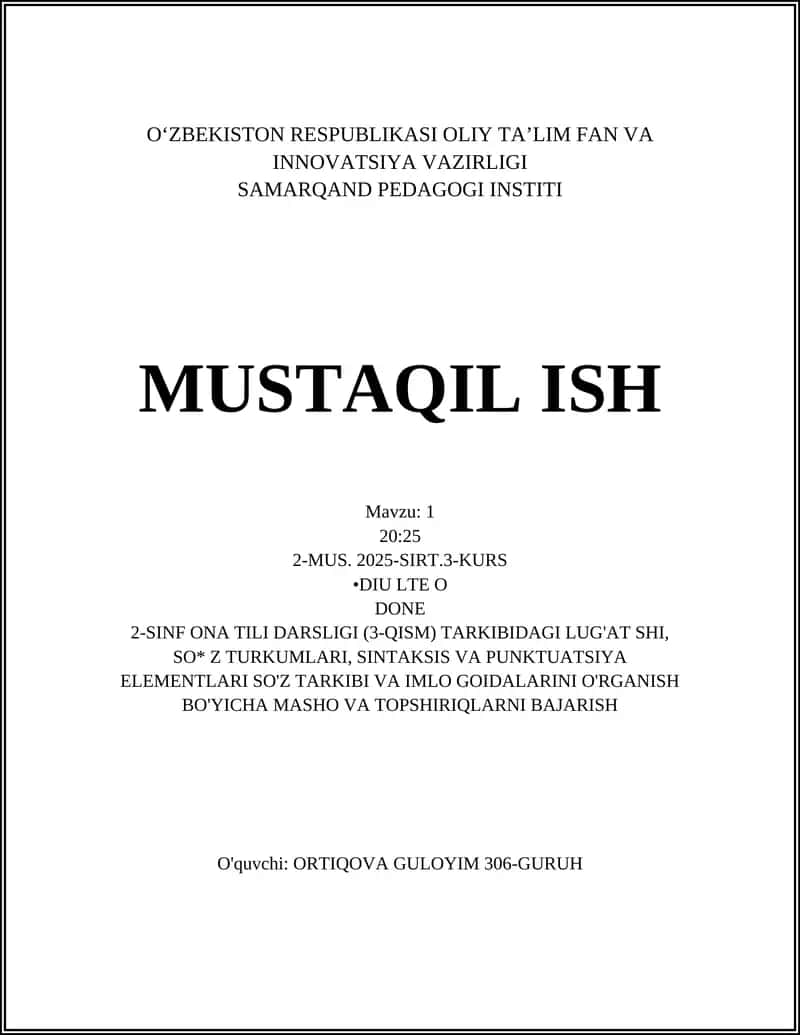 SO'Z TARQIBINI ANIQLASH MASHQLARI