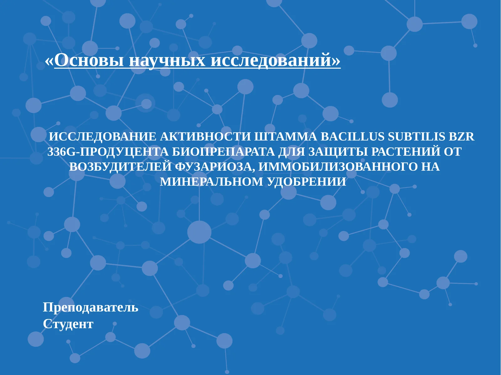ИССЛЕДОВАНИЕ АКТИВНОСТИ ШТАММА BACILLUS SUBTILIS BZR 336G