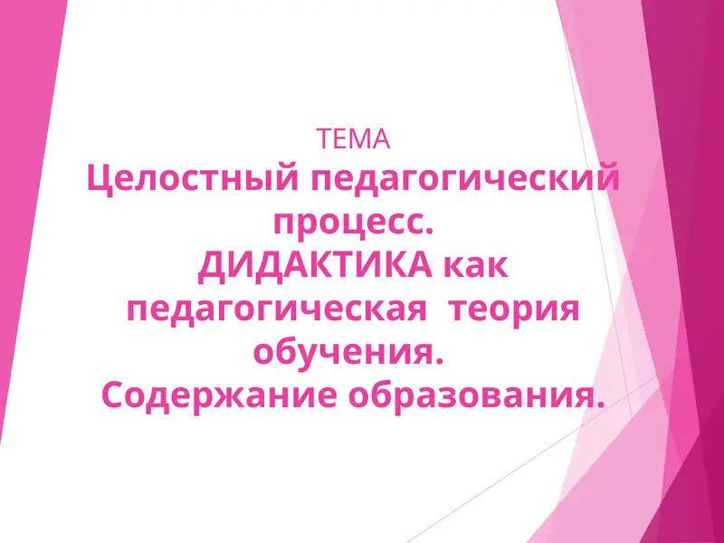Теория образования (дидактика)