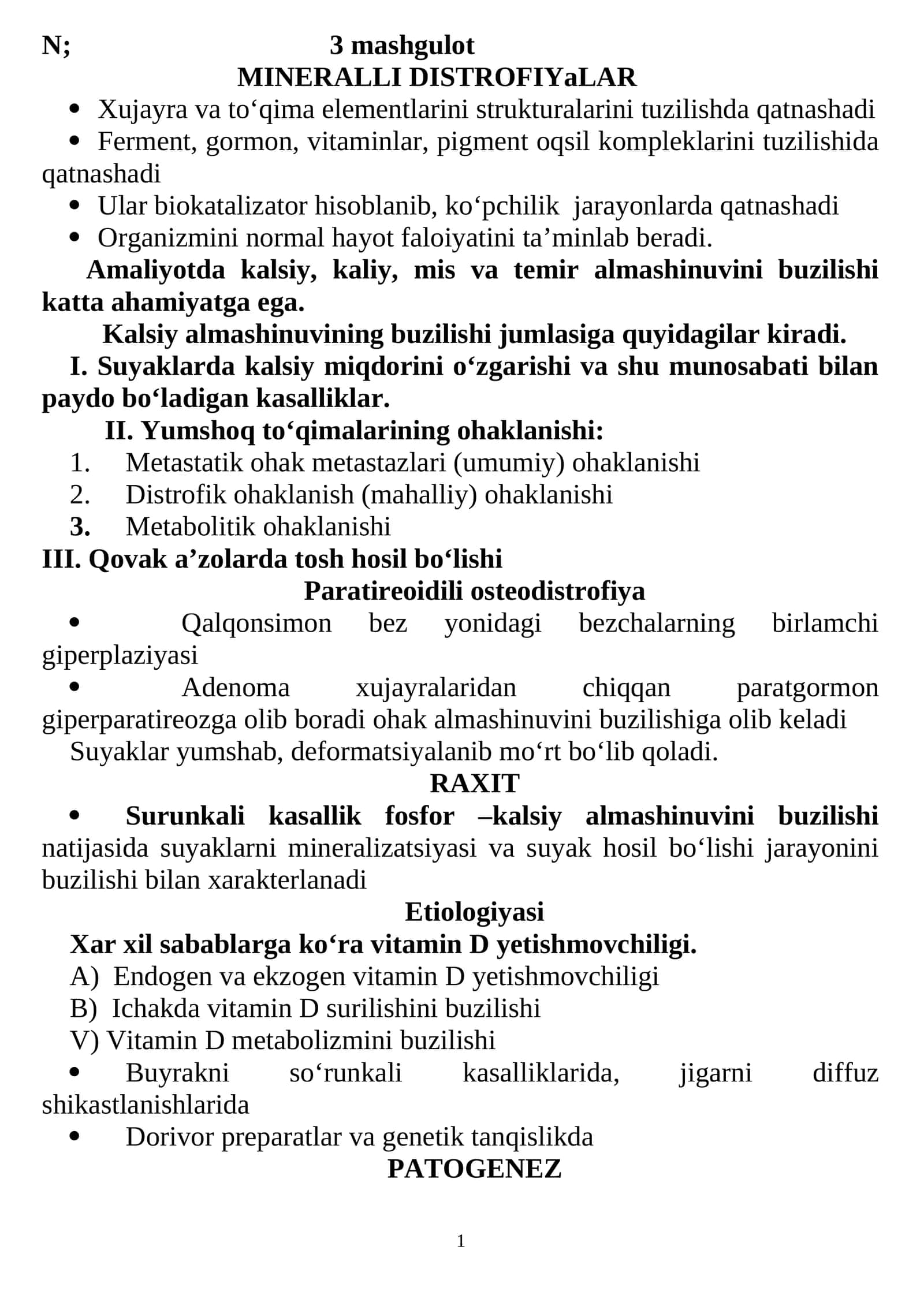 MINERALLI DISTROFIYaLAR