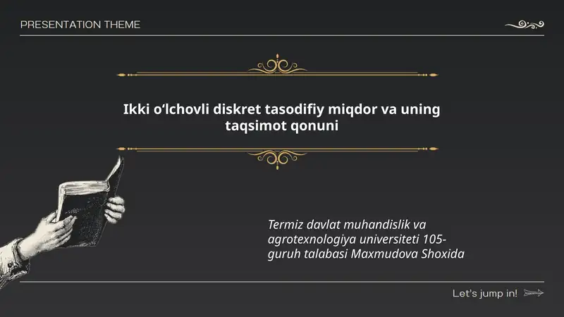 Ikki oʻlchovli diskret tasodifiy miqdor va uning taqsimot qonuni