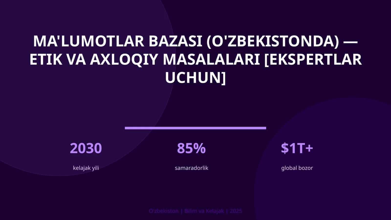 Ma'lumotlar bazasi (O'zbekistonda) — etik va axloqiy masalalari [ekspertlar uchun]