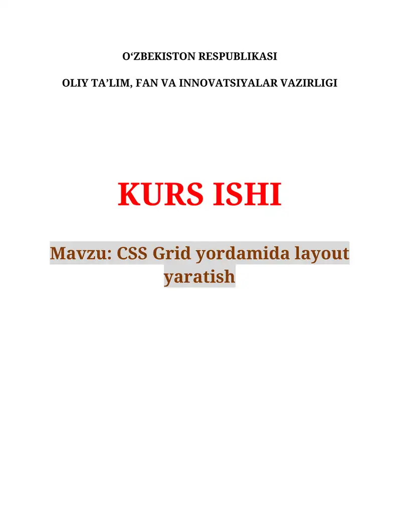 CSS Grid yordamida layout yaratish