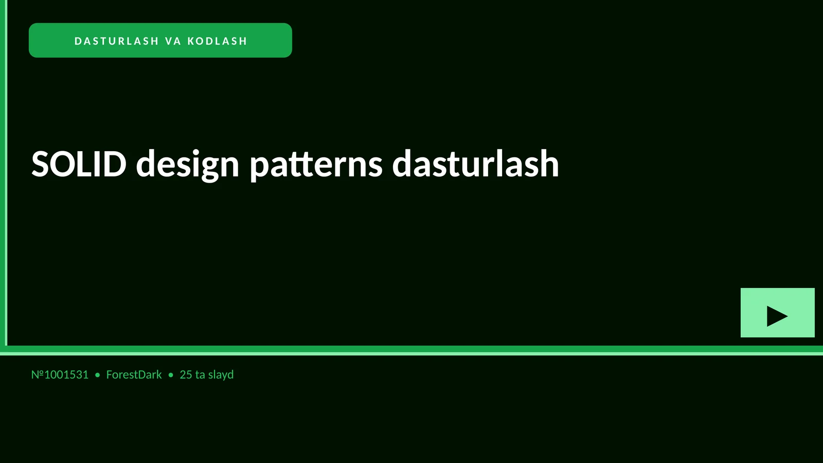 SOLID design patterns dasturlash