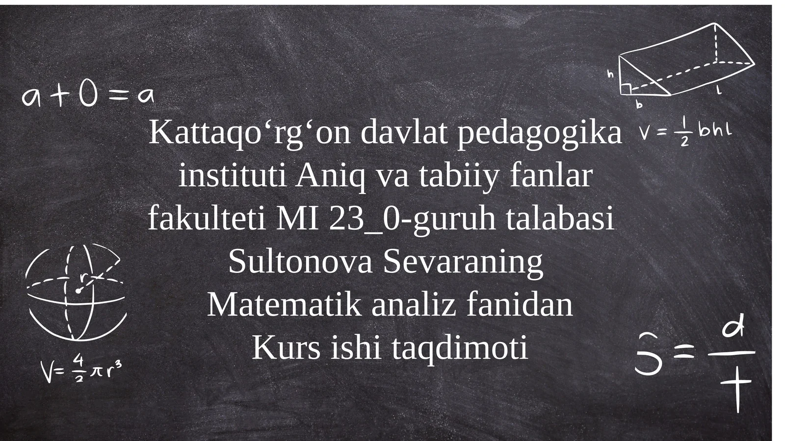 Matematika Analiz Fanidan