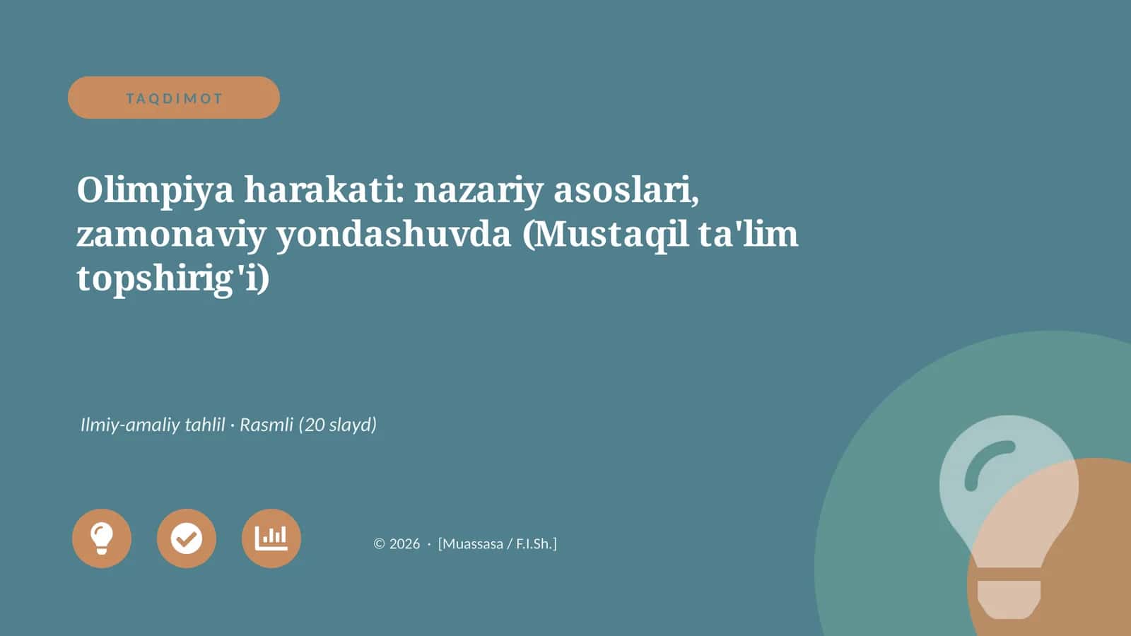 Olimpiya harakati: nazariy asoslari, zamonaviy yondashuvda (Mustaqil ta'lim topshirig'i)