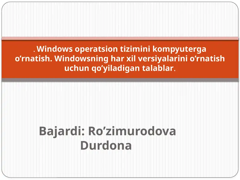 WINDOWS operatsion tizimi