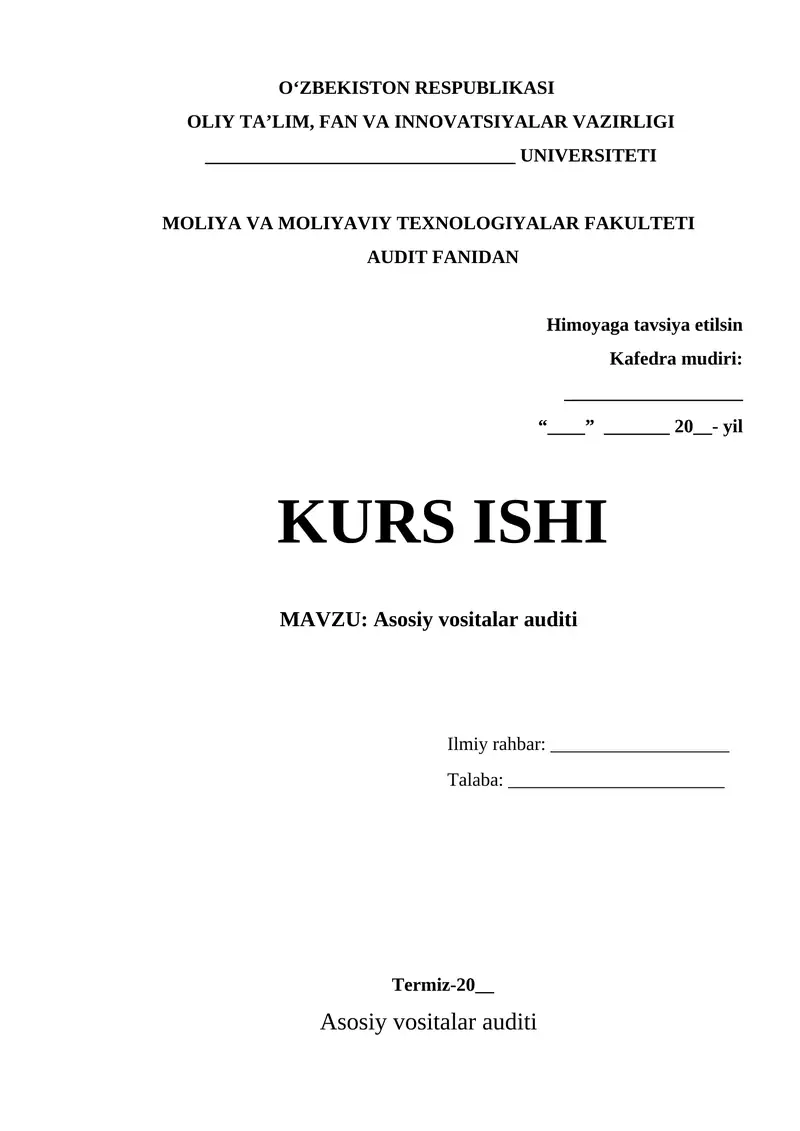 Asosiy vositalar auditi