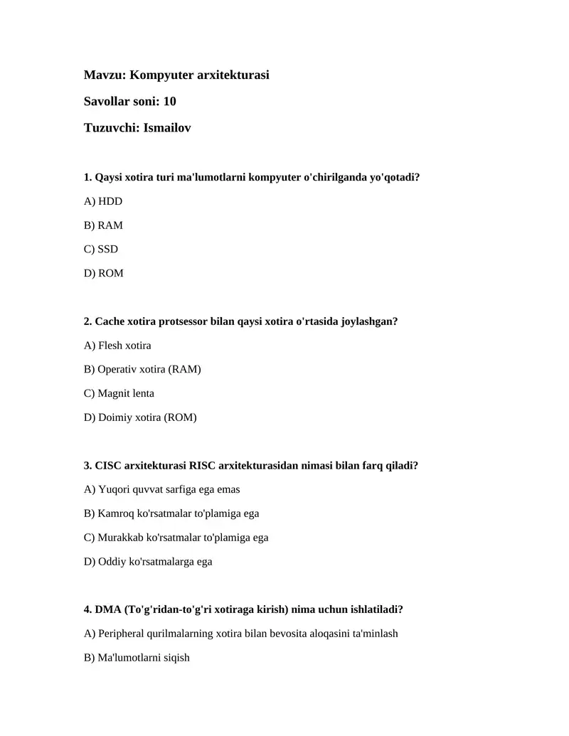 Kompyuter arxitekturasi