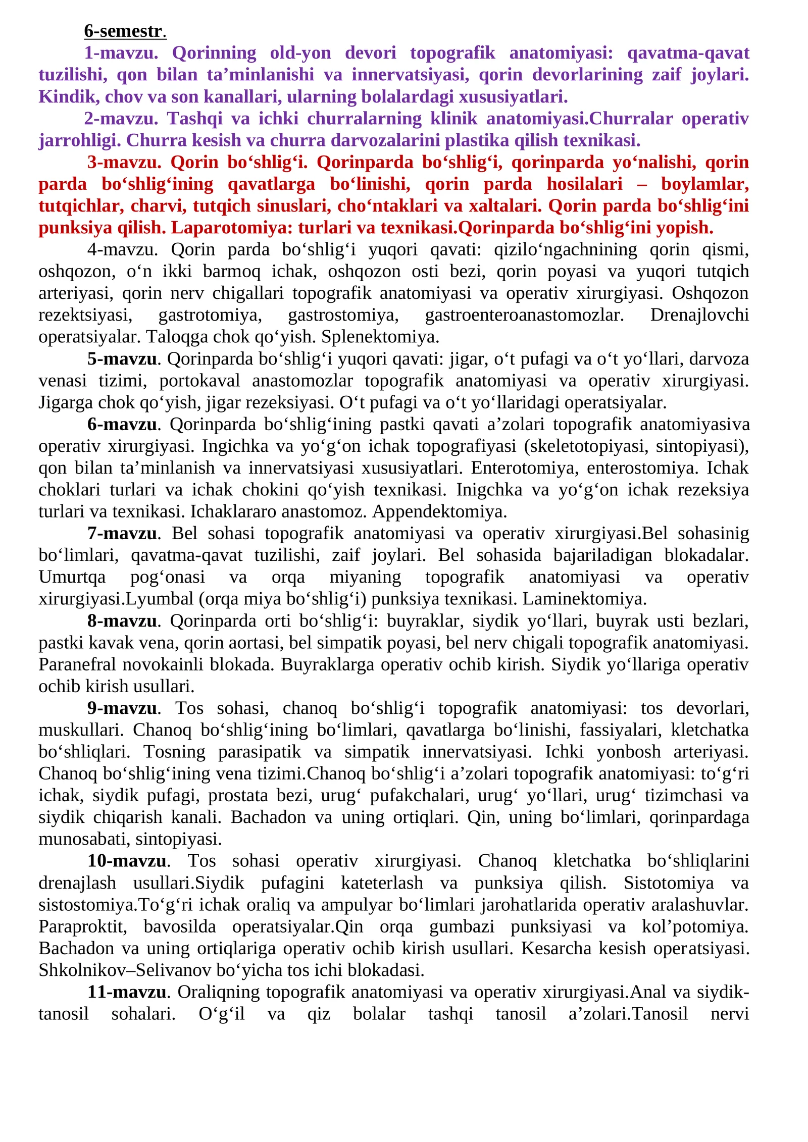 Qorin topografik anatomiyasi