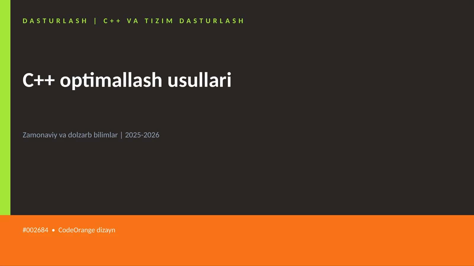 C++ optimallash usullari