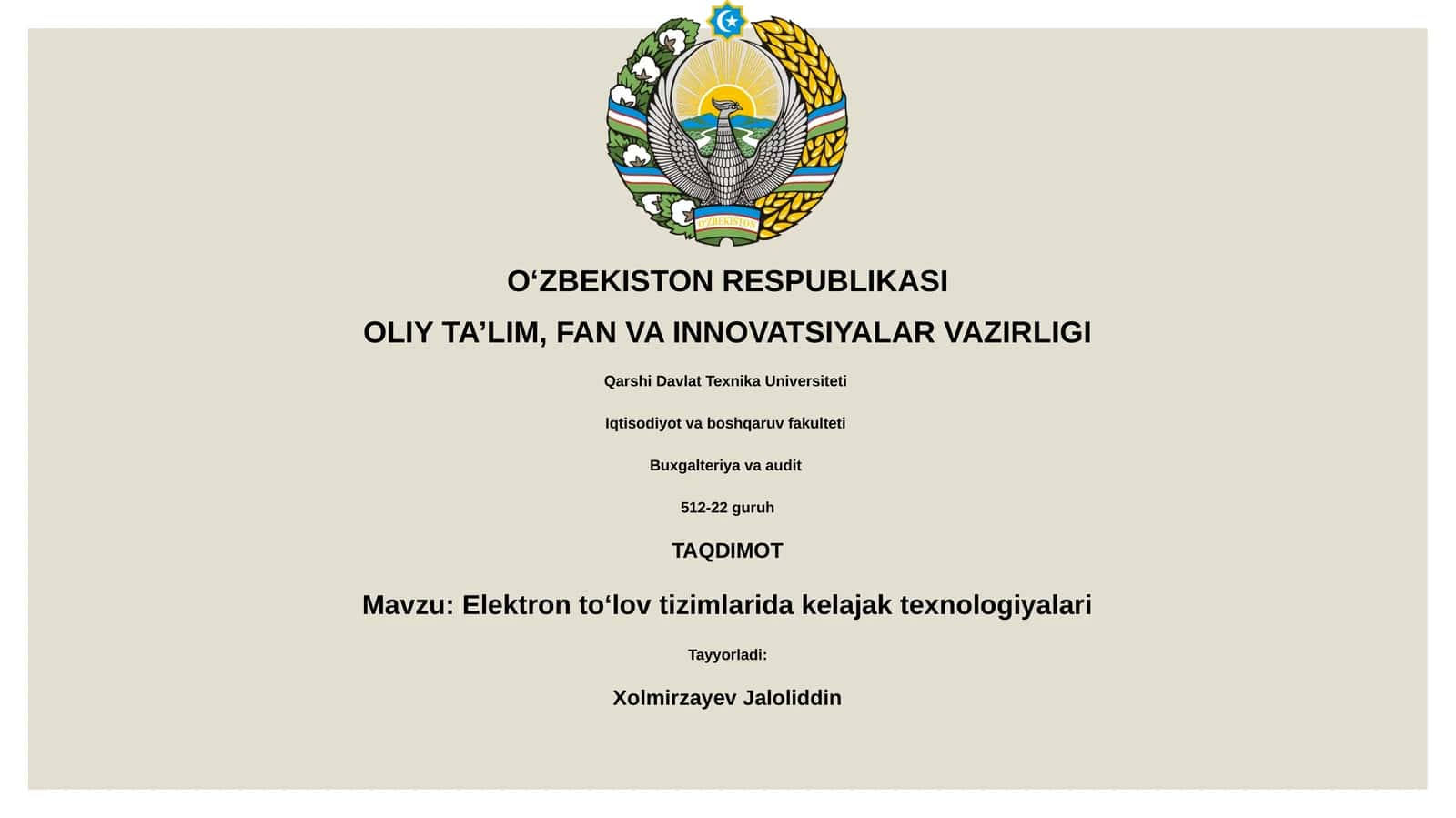Elektron toʻlov tizimlarida kelajak texnologiyalari