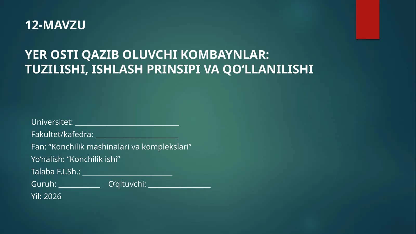 Yer osti qazib oluvchi kombaynlar: Tuzilishi, ishlash prinsi va qo‘llanilishi