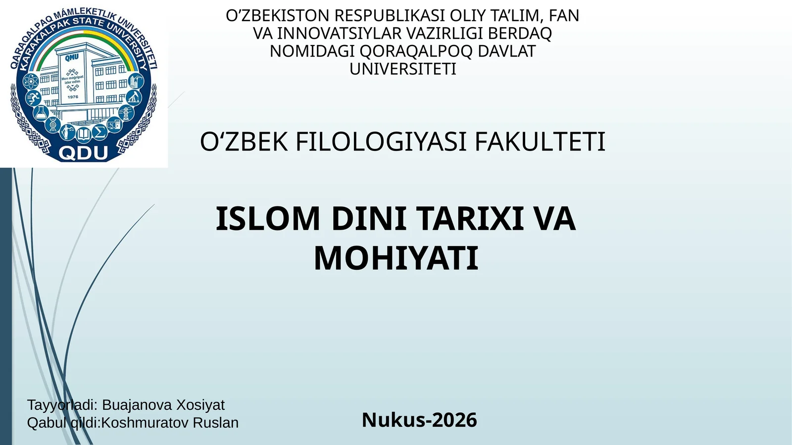 ISLOM DINI TARIXI VA MOHIYATI