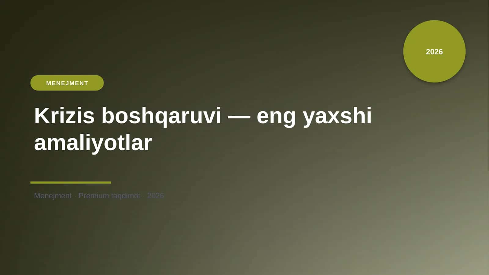 Krizis boshqaruvi — eng yaxshi amaliyotlar