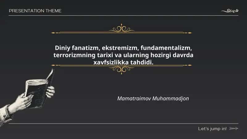 Diniy fanatizm, ekstremizm, fundamentalizm, terrorizmning tarixi va ularning hozirgi davrda xavfsizlikka tahdidi