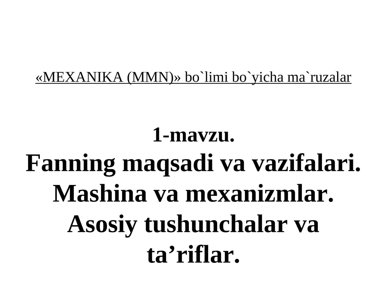 MEXANIKA (MMN)