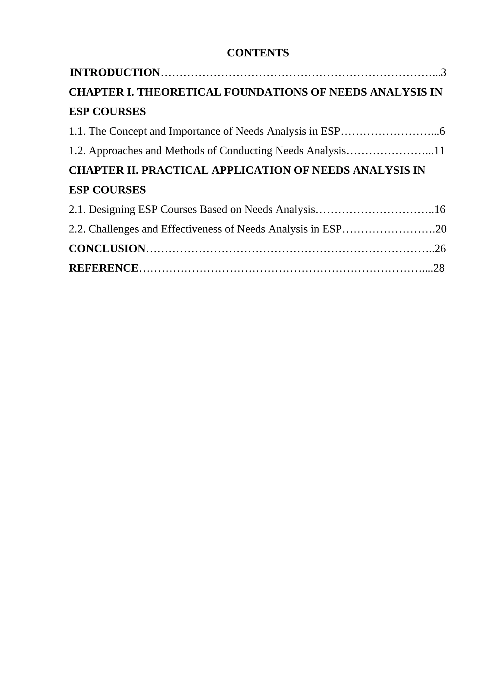 Needs analysis in ESP courses