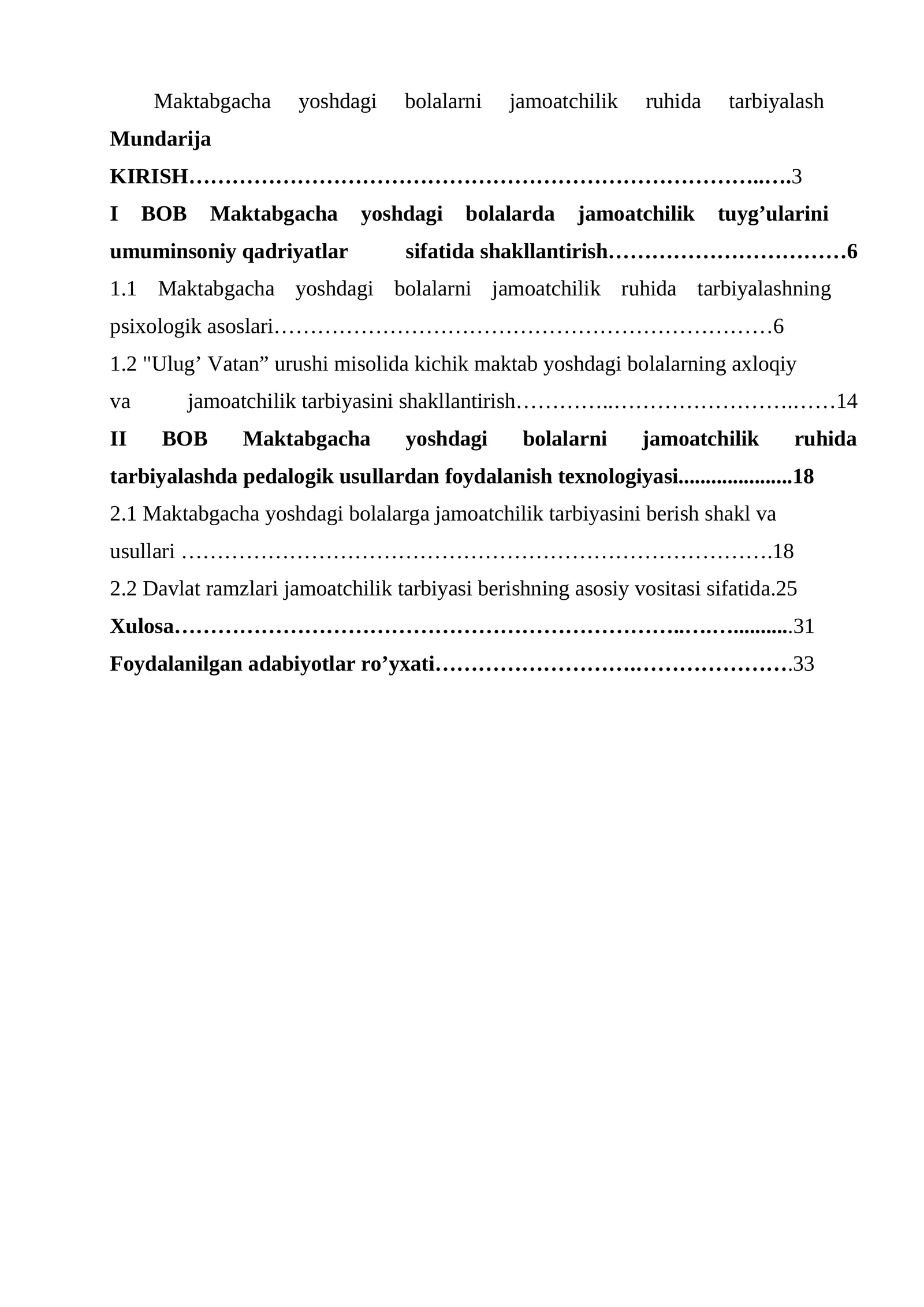 Maktabgacha yoshdagi bolalarni jamoatchilik ruhida tarbiyalash