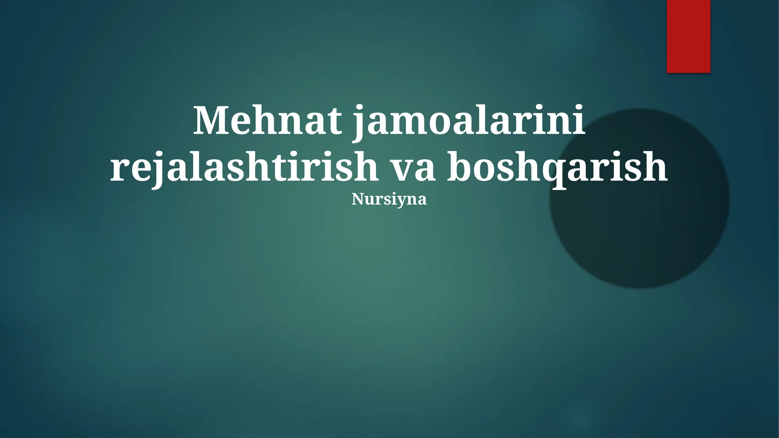 Mehnat jamoalarini rejalashtirish va boshqarish