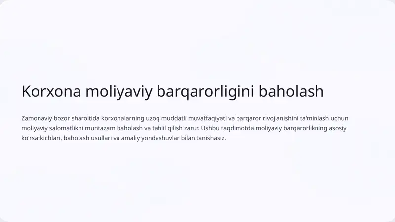 Moliyaviy barqarorlik