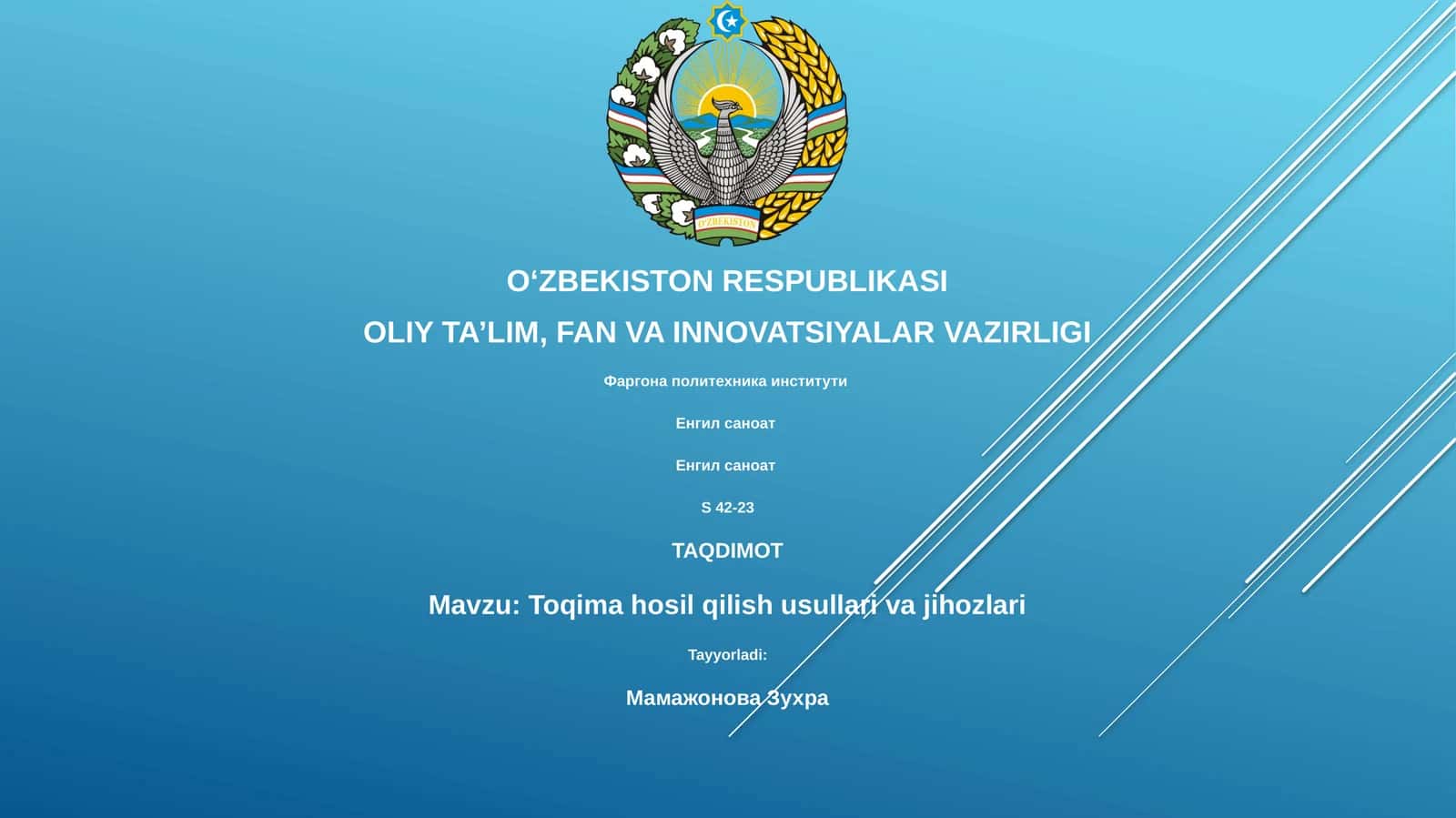 Toqima hosil qilish usullari va jihozlari