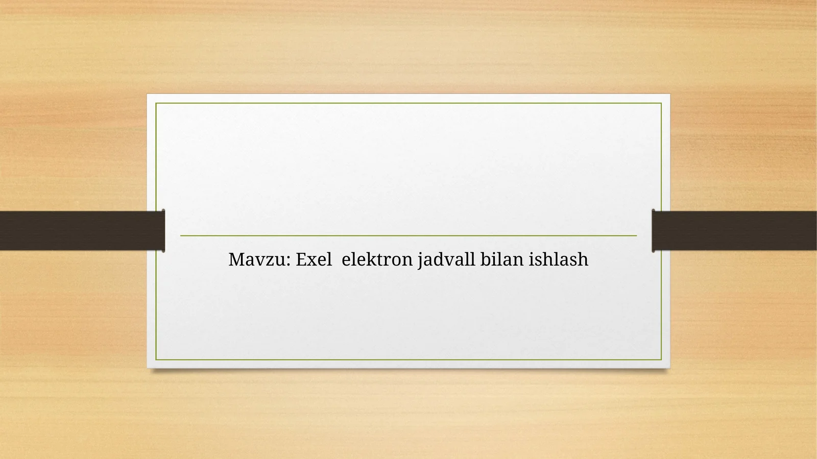 Exel elektron jadvall bilan ishlash