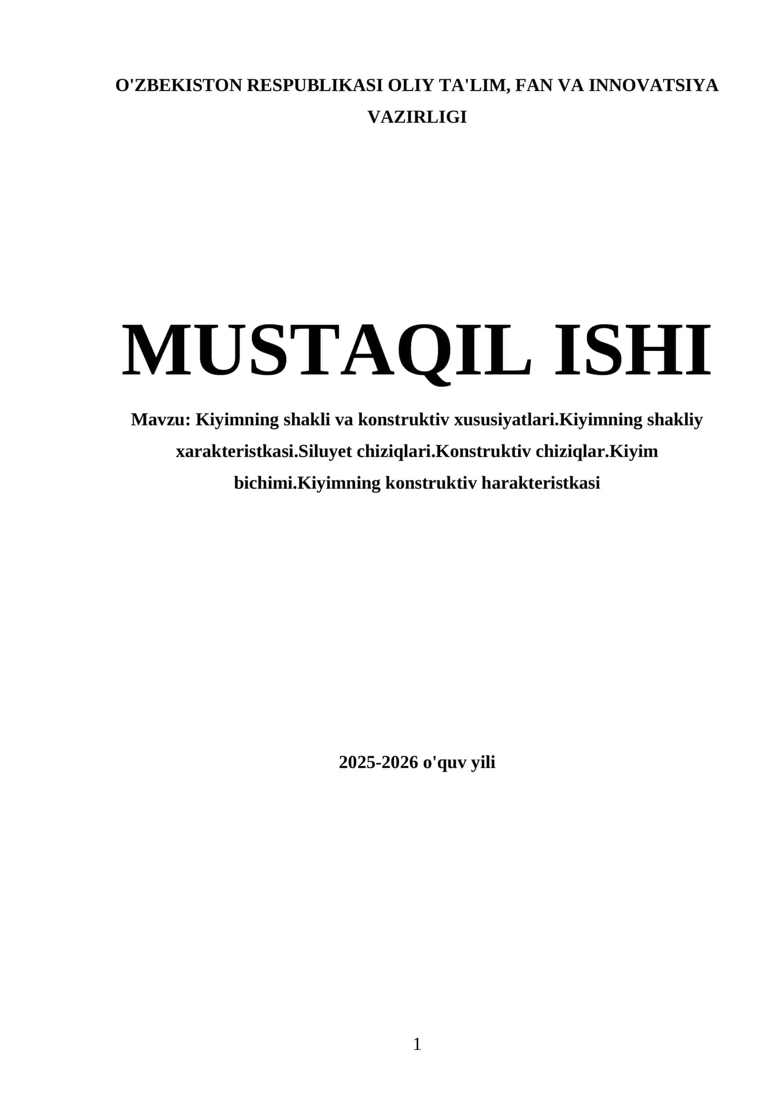 Kiyimning shakli va konstruktiv xususiyatlari