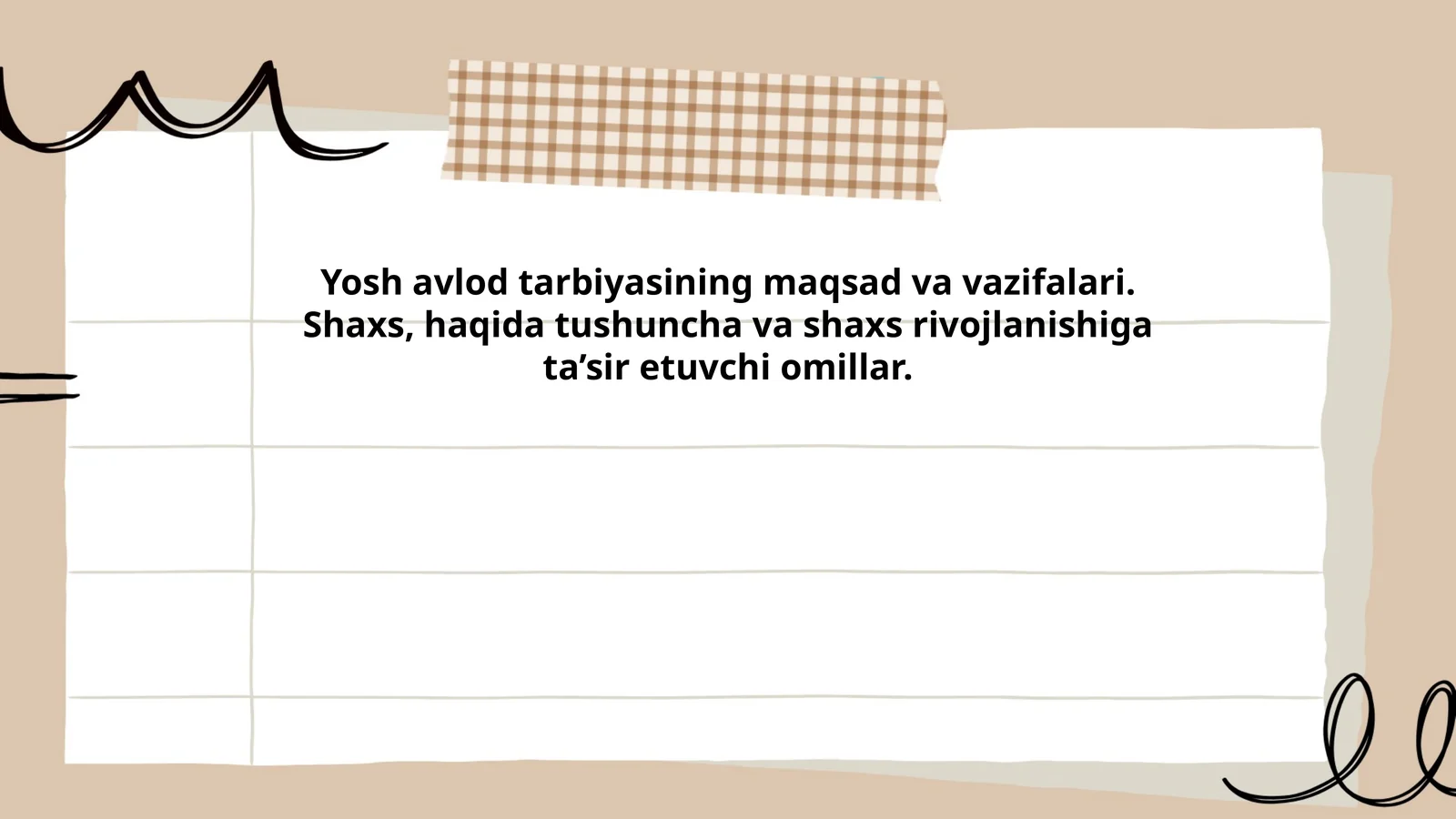 Slayd: Yosh Avlod Tarbiyasining Maqsad va Vazifalari