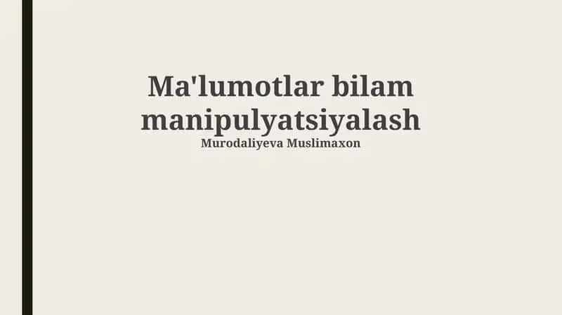 Ma'lumotlar bilam manipulyatsiyalash