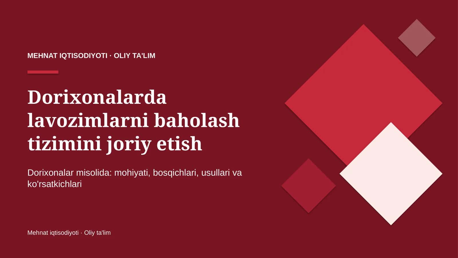 dorixonalarda lavozimlarni baholash tizimini joriy etish 4471