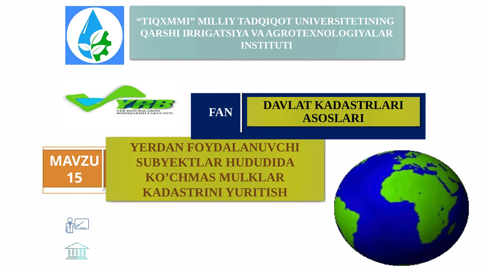 DAVLAT KADASTRLARI ASOSLARI