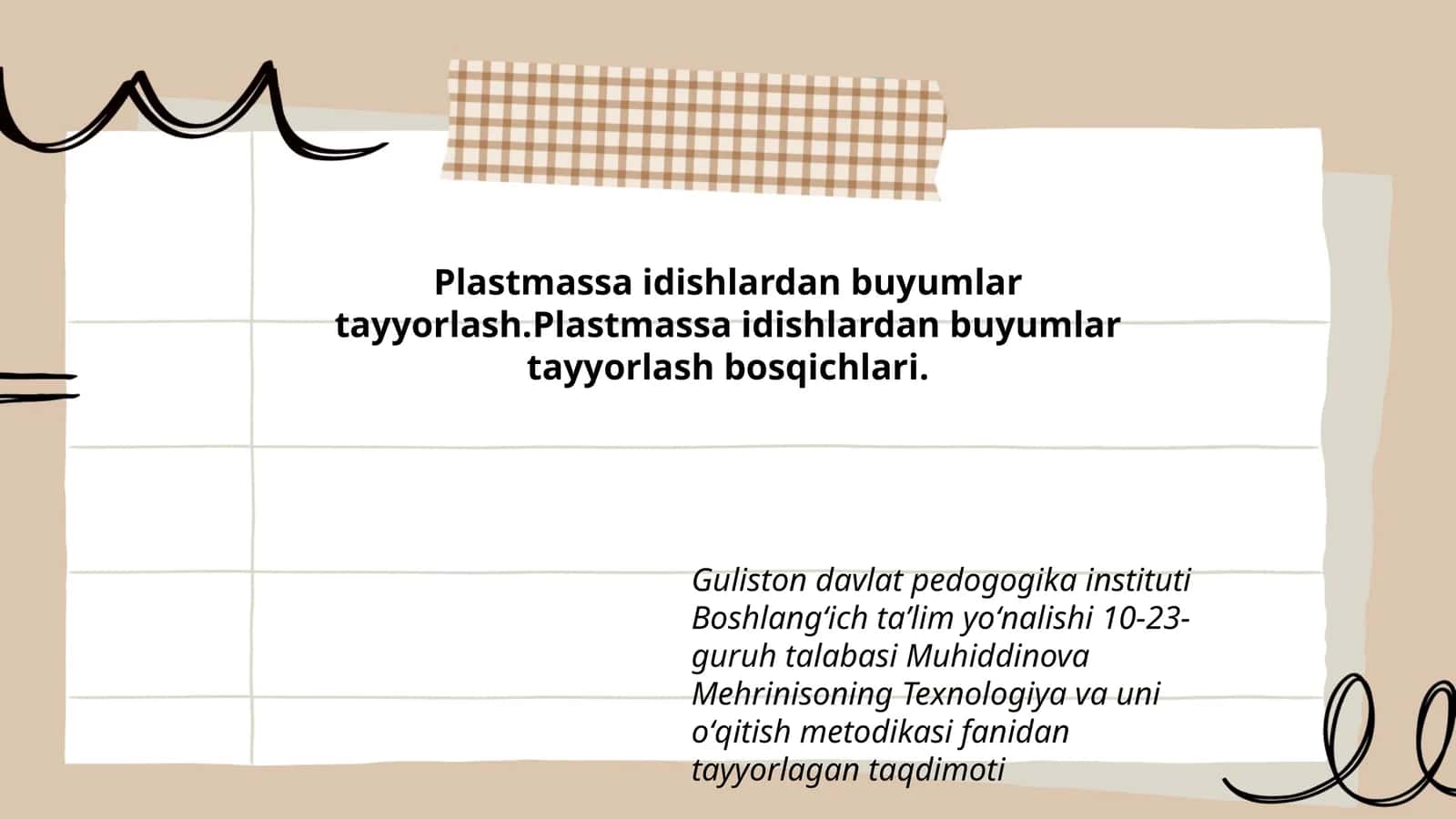 Texnologiya va uni oʻqitish metodikasi