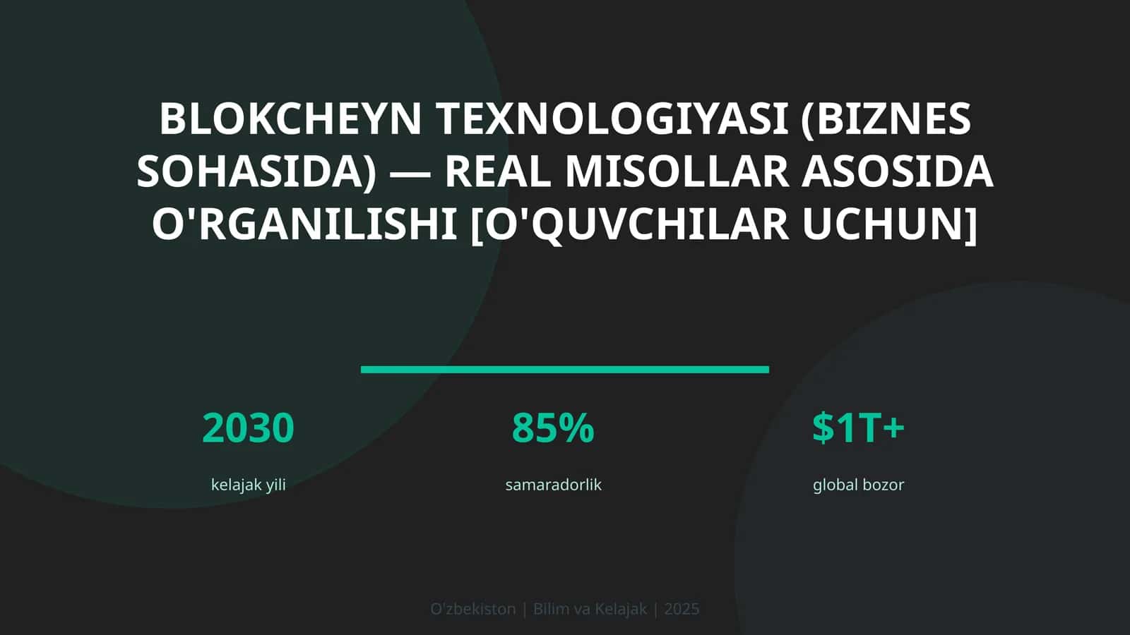 Blokcheyn texnologiyasi (biznes sohasida) — real misollar asosida o'rganilishi [o'quvchilar uchun]