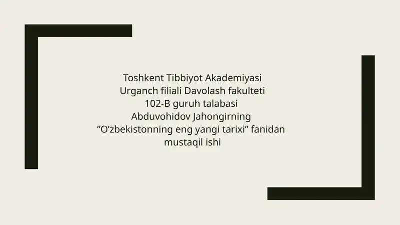 O‘zbekistonning eng yangi tarixi
