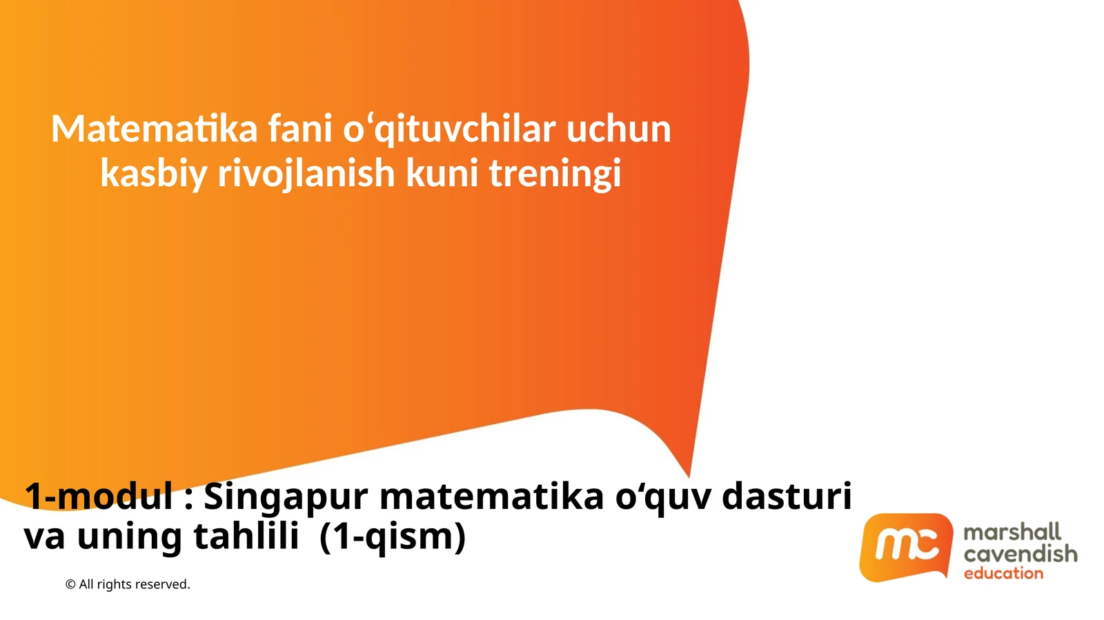 Matematikafanio‘qituvchilaruchunkasbiyrivojlanishkunitreningi
