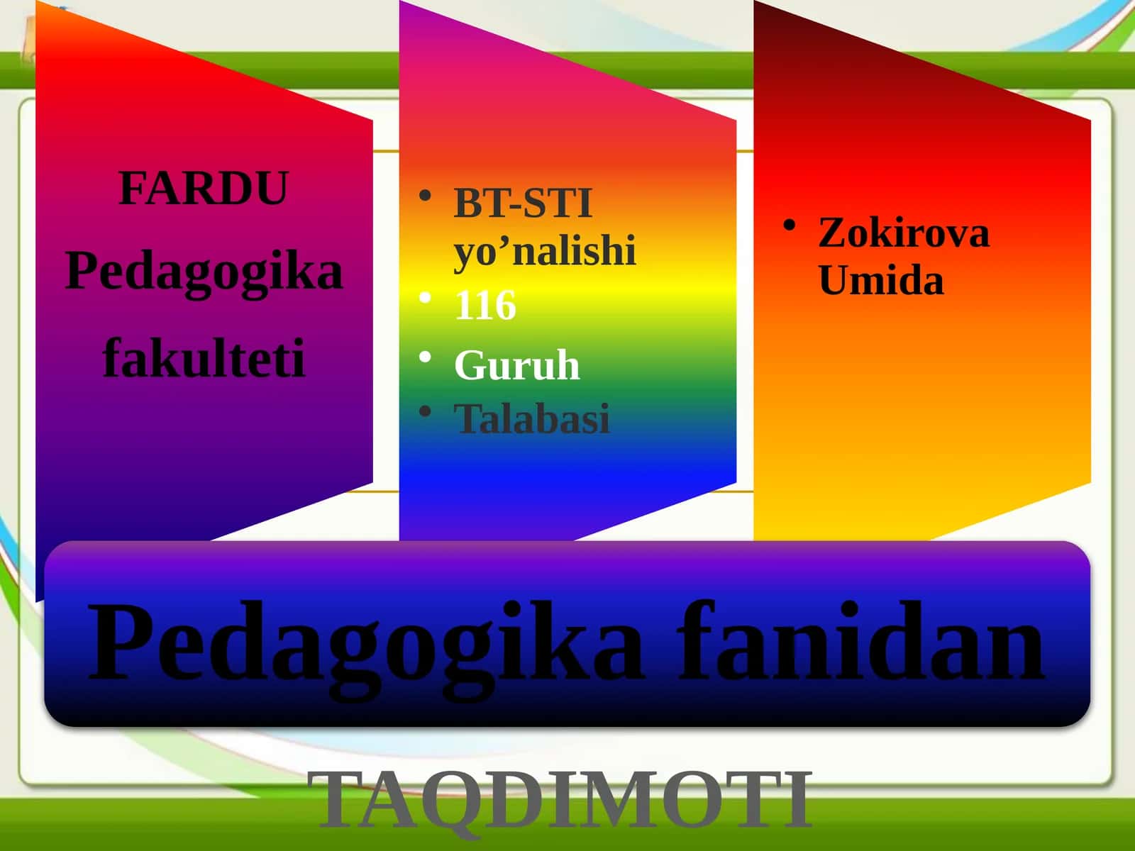O’QUVCHILARNI YUKSAK MA’NAVIY, AHLOQIY TARBIYALASH