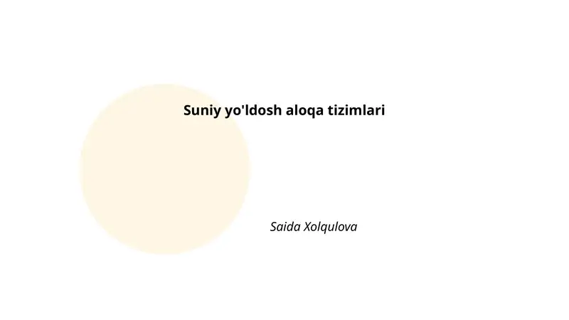 Suniy yo'ldosh aloqa tizimlari